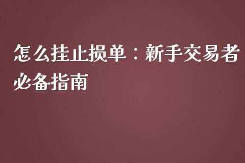 怎么挂止损单：新手交易者必备指南_https://cj007.lansai.wang_财经新闻_第1张