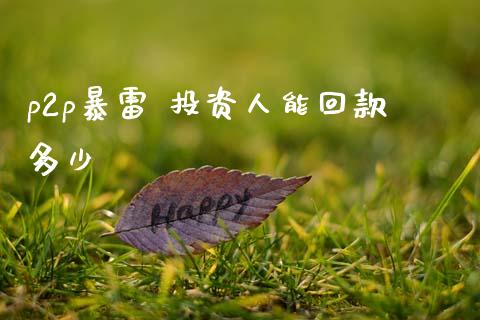 p2p暴雷 投资人能回款多少_https://cj007.lansai.wang_全球市场_第1张