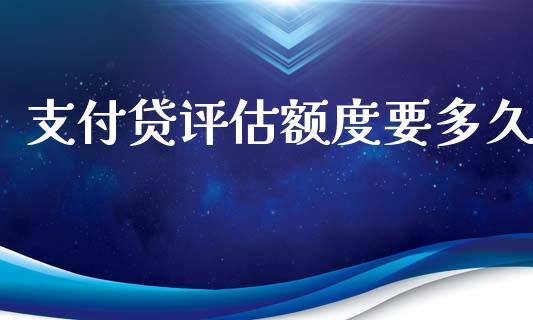 支付贷评估额度要多久_https://cj007.lansai.wang_外汇交易_第1张