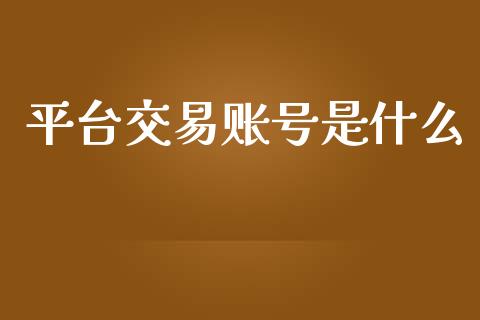 平台交易账号是什么_https://cj007.lansai.wang_全球市场_第1张