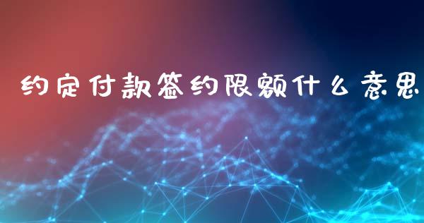 约定付款签约限额什么意思_https://cj007.lansai.wang_财经新闻_第1张