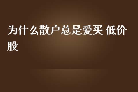 为什么散户总是爱买 低价股_https://cj007.lansai.wang_外汇交易_第1张