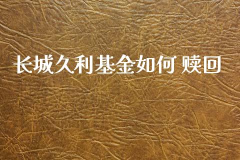 长城久利基金如何 赎回_https://cj007.lansai.wang_全球市场_第1张