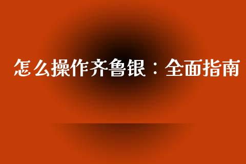 怎么操作齐鲁银：全面指南_https://cj007.lansai.wang_债券资讯_第1张