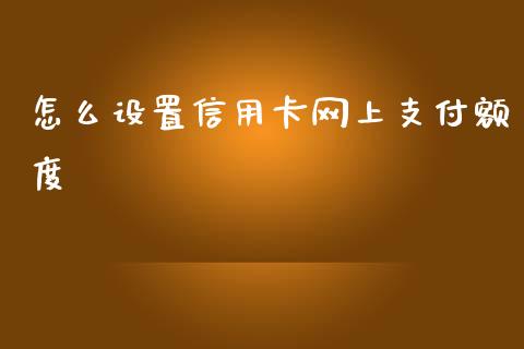 怎么设置信用卡网上支付额度_https://cj007.lansai.wang_金融监管_第1张