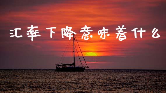 汇率下降意味着什么_https://cj007.lansai.wang_金融监管_第1张