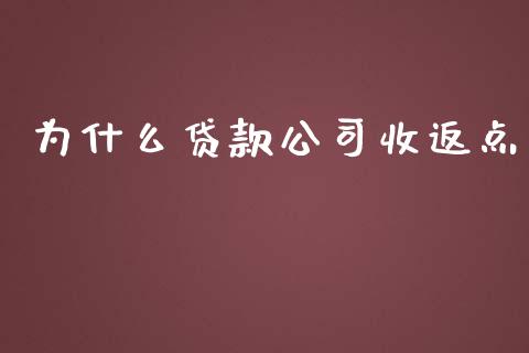 为什么贷款公司收返点_https://cj007.lansai.wang_财经新闻_第1张