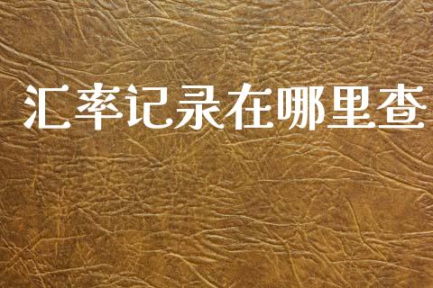 汇率记录在哪里查_https://cj007.lansai.wang_全球市场_第1张