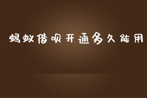 蚂蚁借呗开通多久能用_https://cj007.lansai.wang_全球市场_第1张
