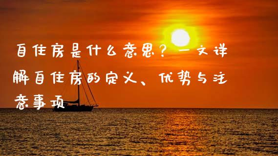 自住房是什么意思？一文详解自住房的定义、优势与注意事项_https://cj007.lansai.wang_金融监管_第1张