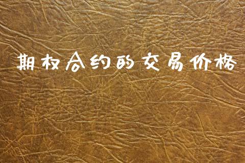 期权合约的交易价格_https://cj007.lansai.wang_金融监管_第1张
