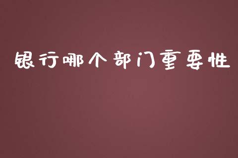 银行哪个部门重要性_https://cj007.lansai.wang_期货开户_第1张