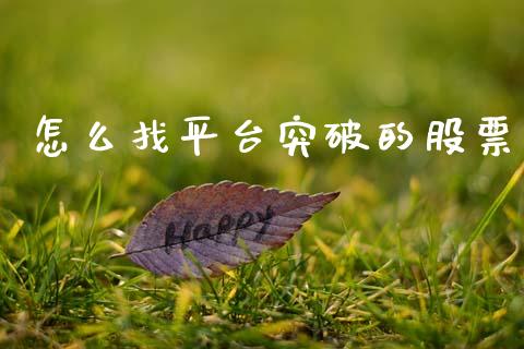 怎么找平台突破的股票_https://cj007.lansai.wang_金融监管_第1张