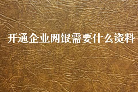 开通企业网银需要什么资料_https://cj007.lansai.wang_全球市场_第1张