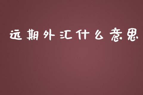 远期外汇什么意思_https://cj007.lansai.wang_财经新闻_第1张