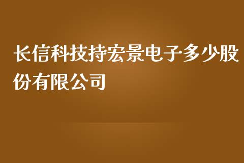 长信科技持宏景电子多少股份有限公司_https://cj007.lansai.wang_外汇交易_第1张