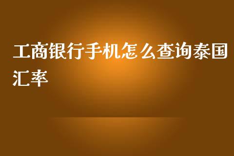 工商银行手机怎么查询泰国汇率_https://cj007.lansai.wang_财经新闻_第1张