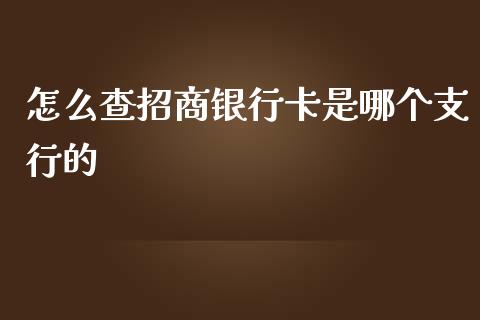 怎么查招商银行卡是哪个支行的_https://cj007.lansai.wang_债券资讯_第1张