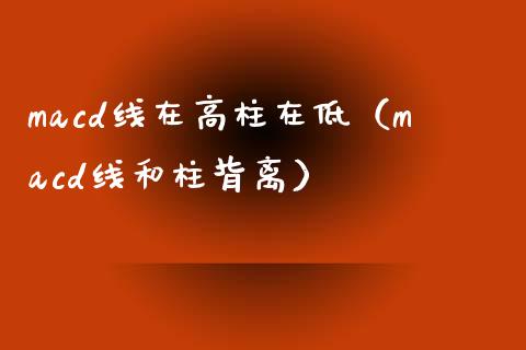 macd线在高柱在低（macd线和柱背离）_https://cj007.lansai.wang_外汇交易_第1张