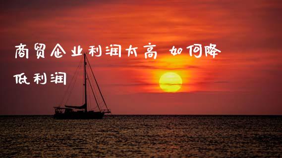商贸企业利润太高 如何降低利润_https://cj007.lansai.wang_外汇交易_第1张