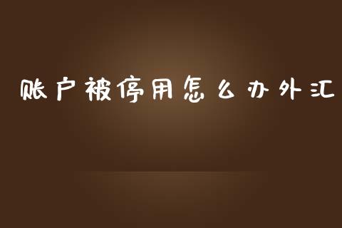 账户被停用怎么办外汇_https://cj007.lansai.wang_金融监管_第1张