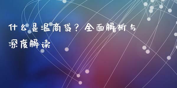 什么是温商贷？全面解析与深度解读_https://cj007.lansai.wang_全球市场_第1张