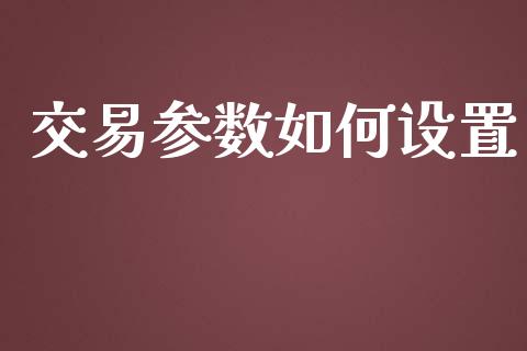 交易参数如何设置_https://cj007.lansai.wang_财经新闻_第1张