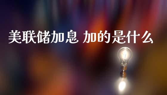 美联储加息 加的是什么_https://cj007.lansai.wang_财经新闻_第1张