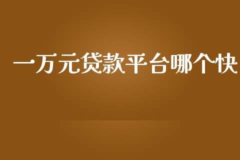 一万元贷款平台哪个快_https://cj007.lansai.wang_金融监管_第1张