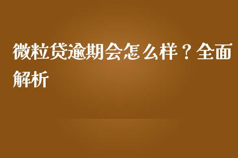 微粒贷逾期会怎么样？全面解析_https://cj007.lansai.wang_金融监管_第1张