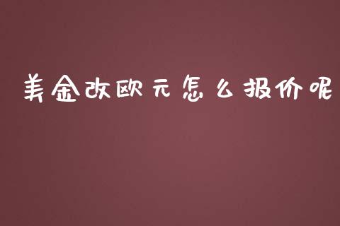 美金改欧元怎么报价呢_https://cj007.lansai.wang_外汇交易_第1张