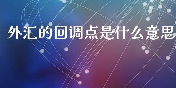 外汇的回调点是什么意思_https://cj007.lansai.wang_外汇交易_第1张