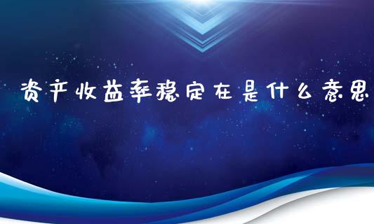 资产收益率稳定在是什么意思_https://cj007.lansai.wang_财经新闻_第1张