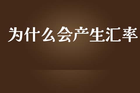 为什么会产生汇率_https://cj007.lansai.wang_金融监管_第1张