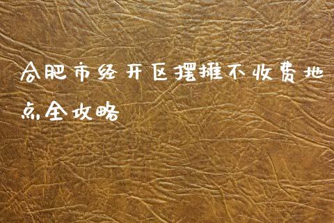 合肥市经开区摆摊不收费地点全攻略_https://cj007.lansai.wang_金融监管_第1张