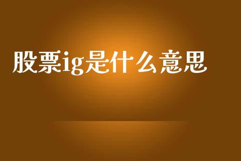 股票ig是什么意思_https://cj007.lansai.wang_债券资讯_第1张