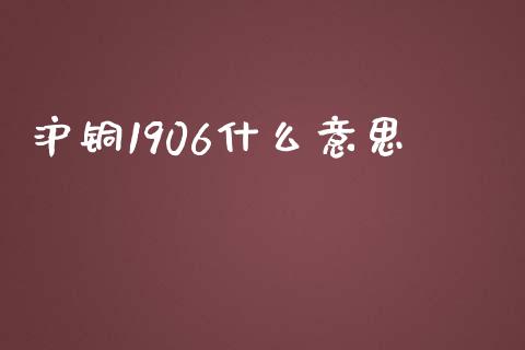 沪铜1906什么意思_https://cj007.lansai.wang_债券资讯_第1张