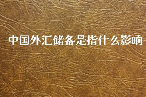 中国外汇储备是指什么影响_https://cj007.lansai.wang_财经新闻_第1张