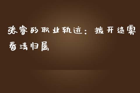 张睿的职业轨迹：拨开迷雾看清归属_https://cj007.lansai.wang_债券资讯_第1张