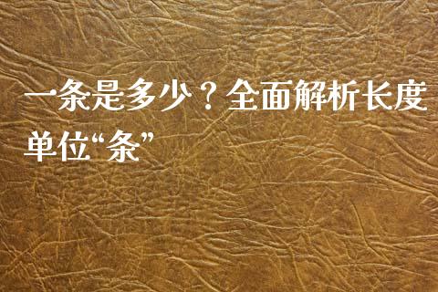 一条是多少？全面解析长度单位“条”_https://cj007.lansai.wang_金融监管_第1张