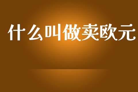 什么叫做卖欧元_https://cj007.lansai.wang_全球市场_第1张