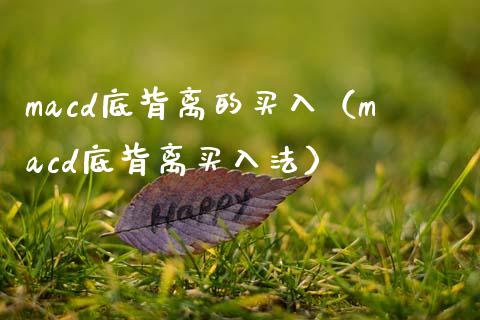 macd底背离的买入（macd底背离买入法）_https://cj007.lansai.wang_金融监管_第1张