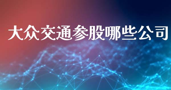 大众交通参股哪些公司_https://cj007.lansai.wang_金融监管_第1张