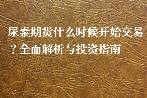 尿素期货什么时候开始交易？全面解析与投资指南_https://cj007.lansai.wang_金融监管_第1张