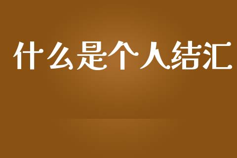 什么是个人结汇_https://cj007.lansai.wang_全球市场_第1张