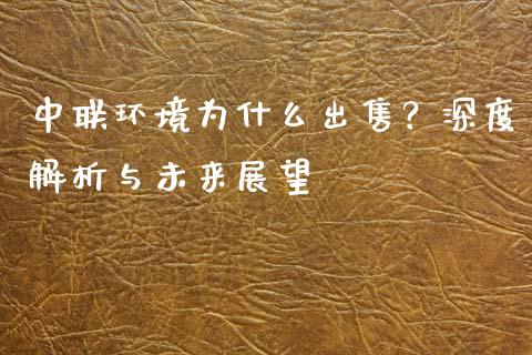 中联环境为什么出售？深度解析与未来展望_https://cj007.lansai.wang_外汇交易_第1张