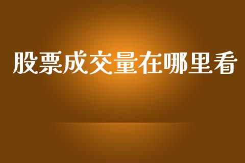 股票成交量在哪里看_https://cj007.lansai.wang_金融监管_第1张