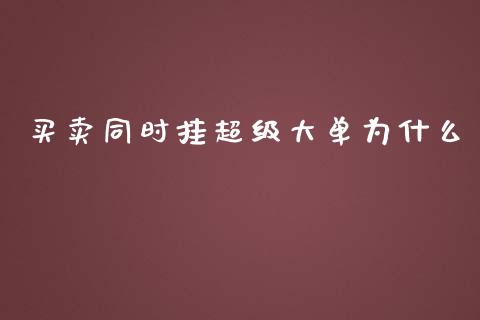 买卖同时挂超级大单为什么_https://cj007.lansai.wang_全球市场_第1张