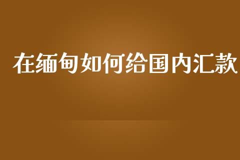 在缅甸如何给国内汇款_https://cj007.lansai.wang_财经新闻_第1张