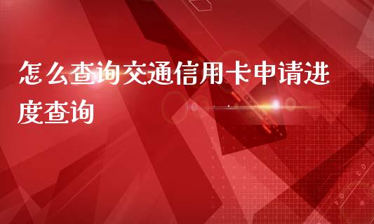 怎么查询交通信用卡申请进度查询_https://cj007.lansai.wang_全球市场_第1张
